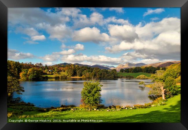 Autumn at Loughrigg Tarn Framed Print by George Hopkins