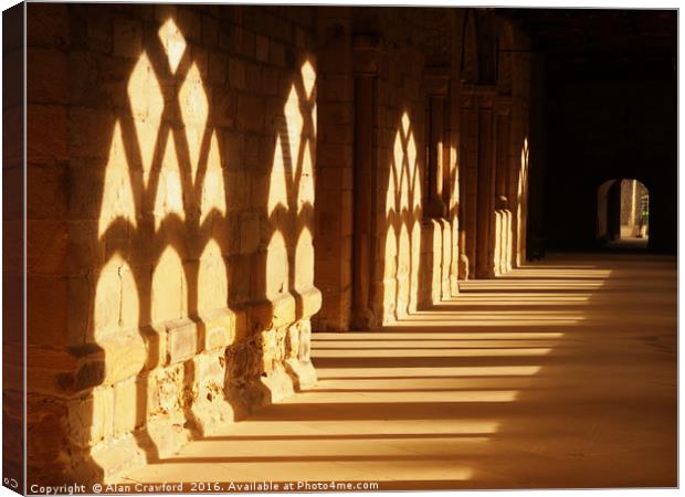 Evening Sun in the Cloisters at Durham Cathedral   Canvas Print by Alan Crawford