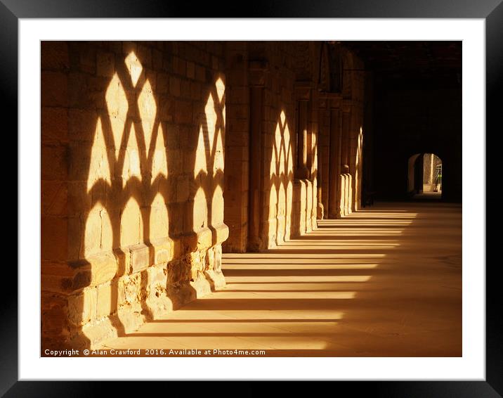 Evening Sun in the Cloisters at Durham Cathedral   Framed Mounted Print by Alan Crawford
