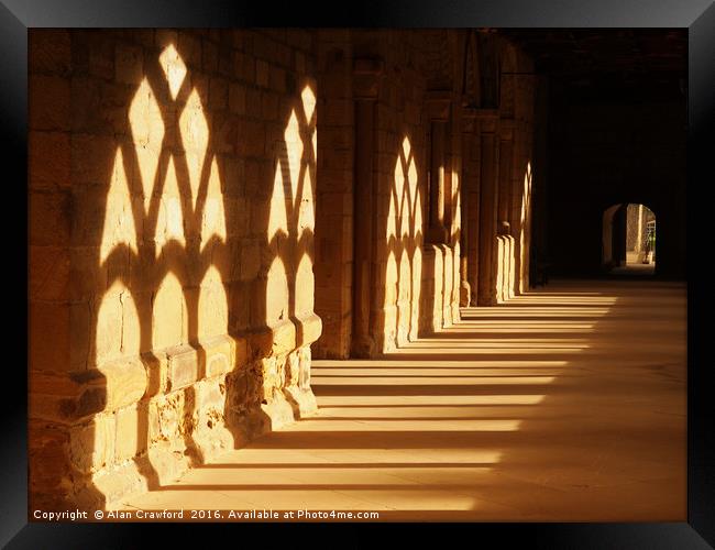 Evening Sun in the Cloisters at Durham Cathedral   Framed Print by Alan Crawford