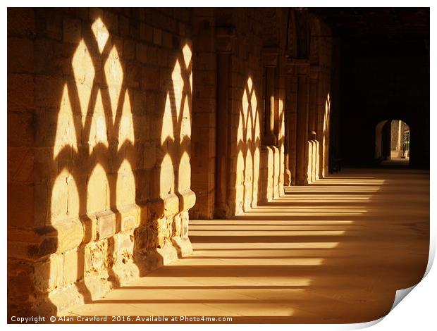 Evening Sun in the Cloisters at Durham Cathedral   Print by Alan Crawford