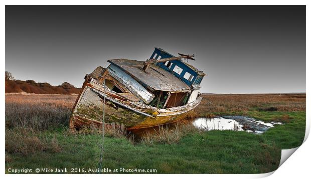Stranded Boat Print by Mike Janik