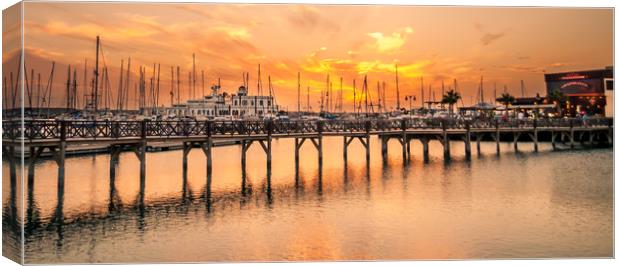 Fiery skies at the Marina Rubicon Canvas Print by Naylor's Photography