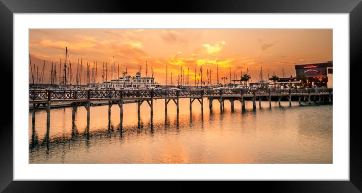 Fiery skies at the Marina Rubicon Framed Mounted Print by Naylor's Photography