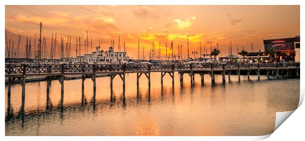 Fiery skies at the Marina Rubicon Print by Naylor's Photography