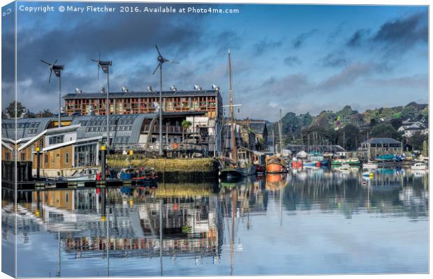 Penryn Reflections, Jubilee Wharf Canvas Print by Mary Fletcher