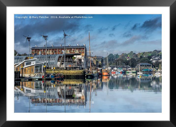 Penryn Reflections, Jubilee Wharf Framed Mounted Print by Mary Fletcher
