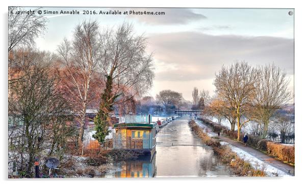 Winter Canal Scene Acrylic by Simon Annable