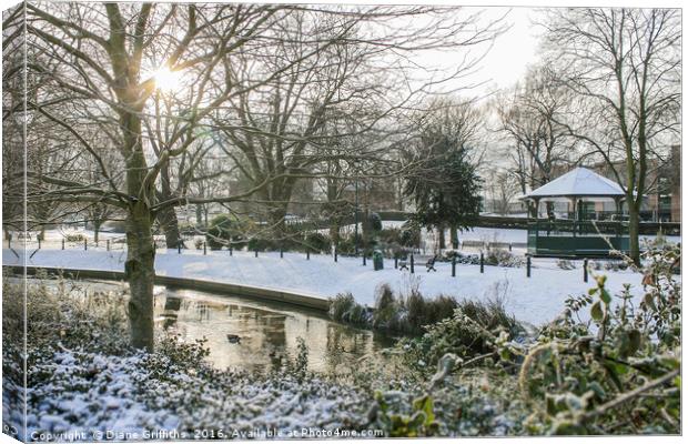 Victoria Park in the Snow Canvas Print by Diane Griffiths