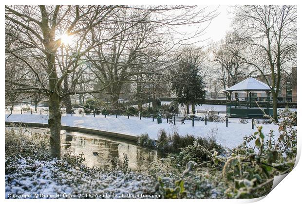 Victoria Park in the Snow Print by Diane Griffiths