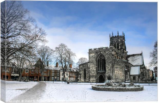 St Mary's in the Snow Canvas Print by Diane Griffiths