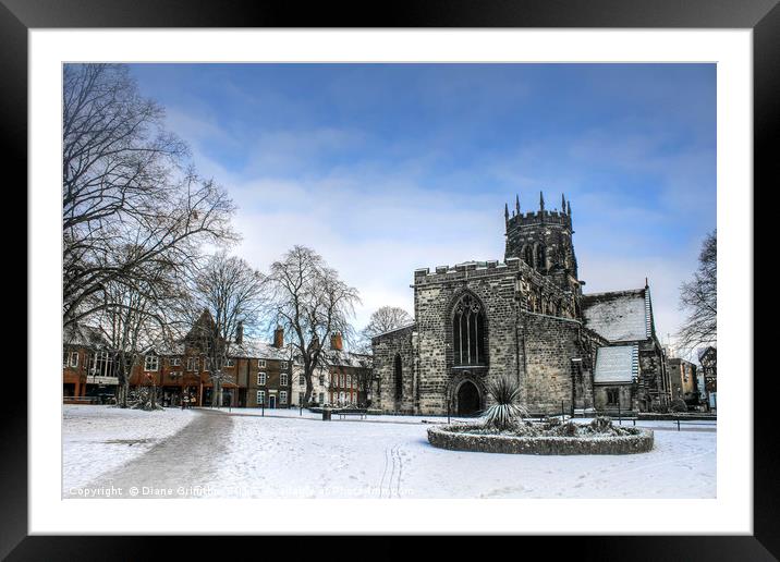 St Mary's in the Snow Framed Mounted Print by Diane Griffiths