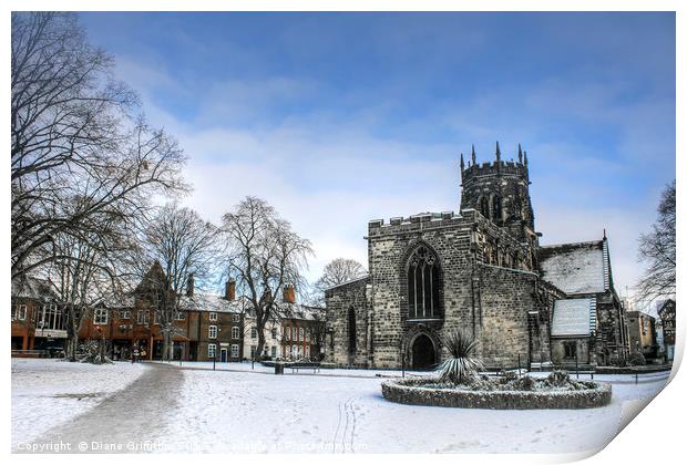 St Mary's in the Snow Print by Diane Griffiths