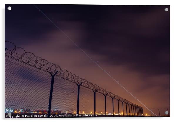 Trail of a starting airliner Acrylic by Paweł Radomski