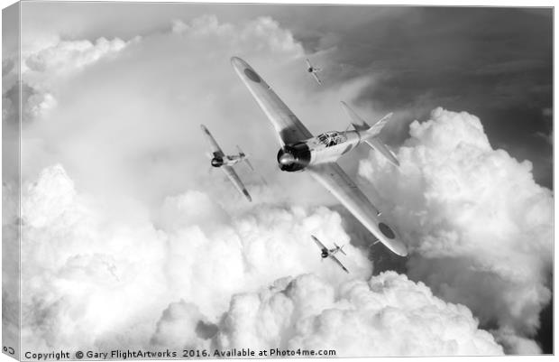 Japanese A6M Zero fighters B&W version Canvas Print by Gary Eason