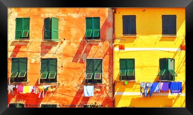 Washing lines of Vernazza, Cinque Terre, Liguria,  Framed Print by Richard Harris