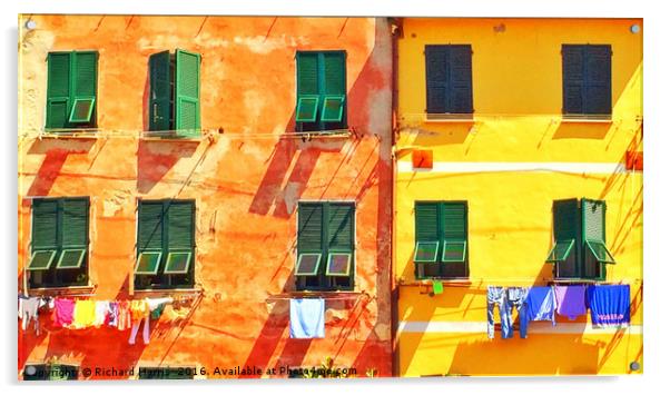 Washing lines of Vernazza, Cinque Terre, Liguria,  Acrylic by Richard Harris