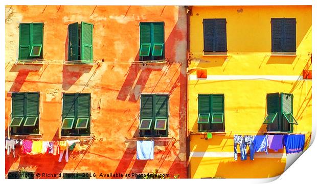 Washing lines of Vernazza, Cinque Terre, Liguria,  Print by Richard Harris