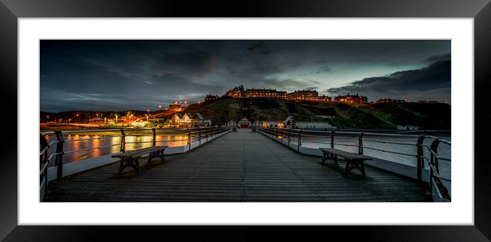 Saltburn Pier at Dusk Framed Mounted Print by Dave Hudspeth Landscape Photography