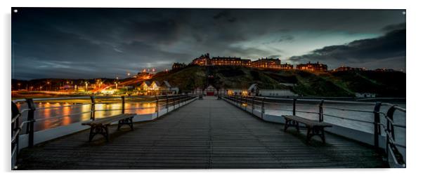 Saltburn Pier at Dusk Acrylic by Dave Hudspeth Landscape Photography