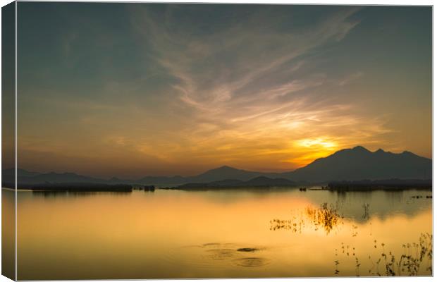 Sunset on the lake Canvas Print by Pham Do Tuan Linh