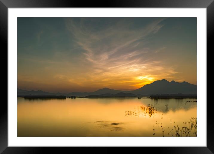 Sunset on the lake Framed Mounted Print by Pham Do Tuan Linh