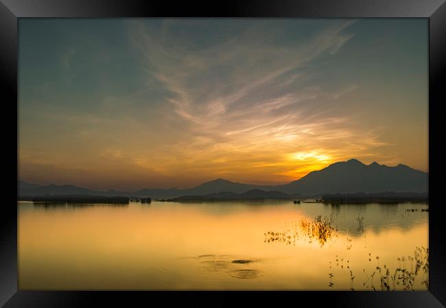 Sunset on the lake Framed Print by Pham Do Tuan Linh