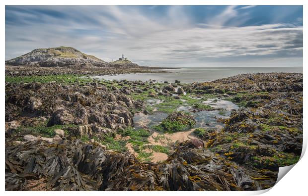 Mumbles lighthouse from Bracelet bay. Print by Bryn Morgan