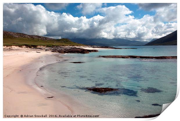 The beach at Paible on the island of Taransay Print by Adrian Snowball