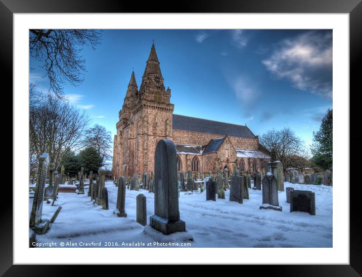 Eerie Church and Graveyard Framed Mounted Print by Alan Crawford