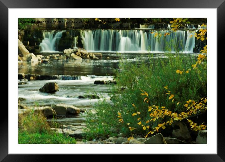 GREEN WATERFALL Framed Mounted Print by andrew saxton