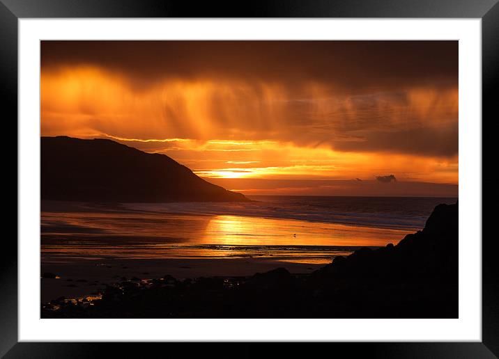 Sunrise at Caswell Bay Framed Mounted Print by Leighton Collins
