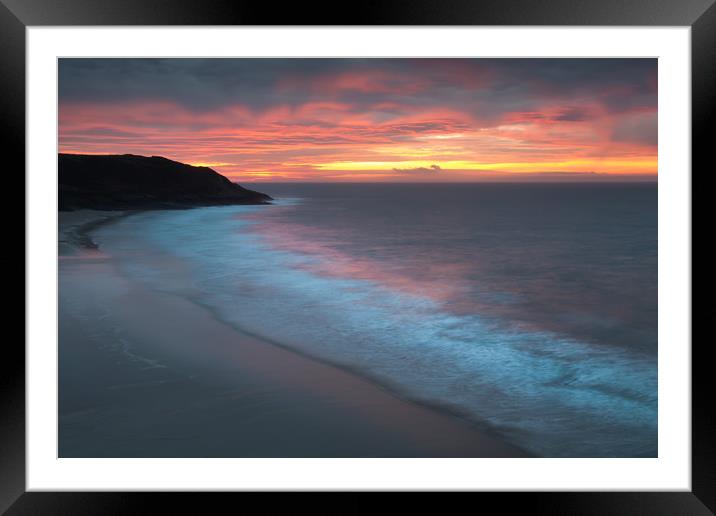 Daybreak at Caswell Bay Framed Mounted Print by Leighton Collins