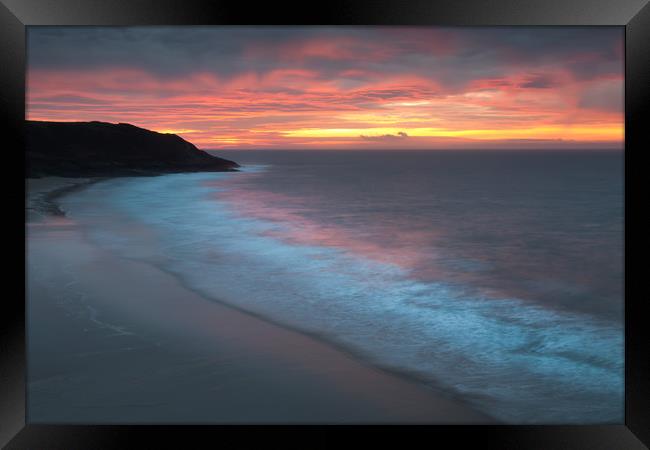 Daybreak at Caswell Bay Framed Print by Leighton Collins