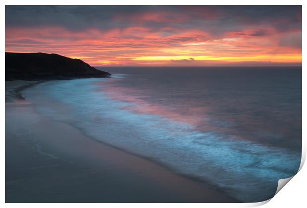 Daybreak at Caswell Bay Print by Leighton Collins
