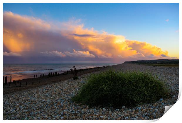 Storm clouds at Winchelsea Beach Print by Oxon Images