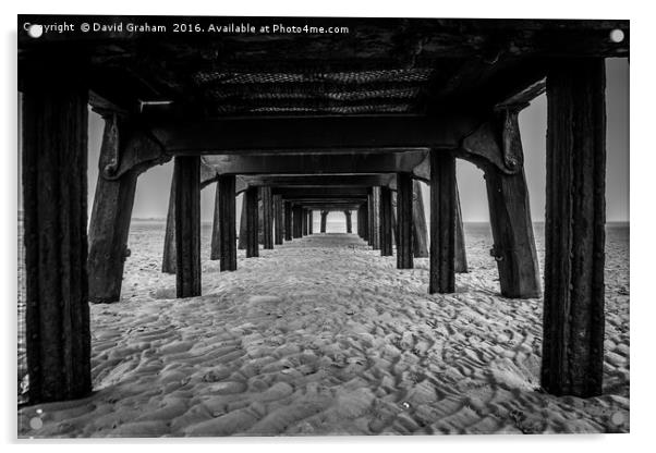 Underside of old Jetty at St Annes beach Acrylic by David Graham
