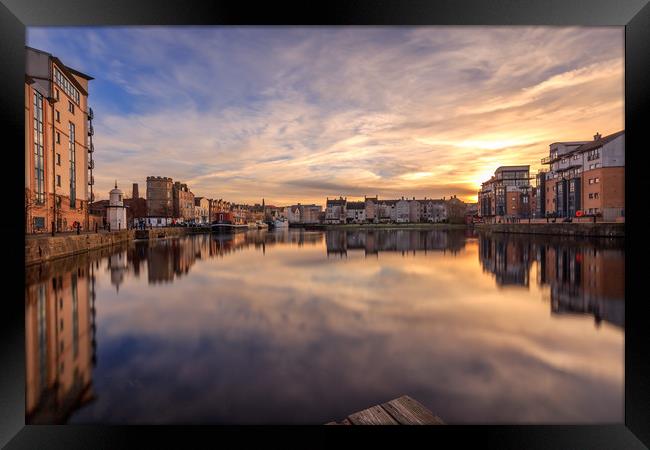 A winters Sunset at the Shore, Leith Framed Print by Miles Gray