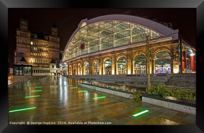 A Quiet Evening at Lime Street Station in Liverpoo Framed Print by George Hopkins