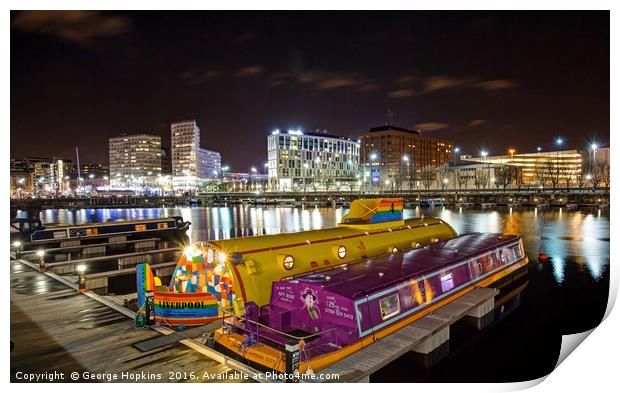 Yellow Submarine at Albert Dock in Liverpool Print by George Hopkins