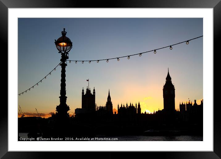 London Sunset Silhouettes Framed Mounted Print by James Brunker