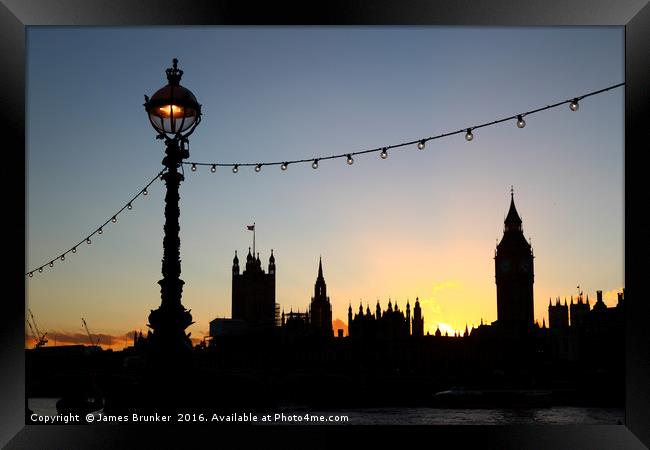 London Sunset Silhouettes Framed Print by James Brunker