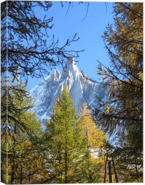   The Dru Chamonix French Alps                     Canvas Print by alan todd