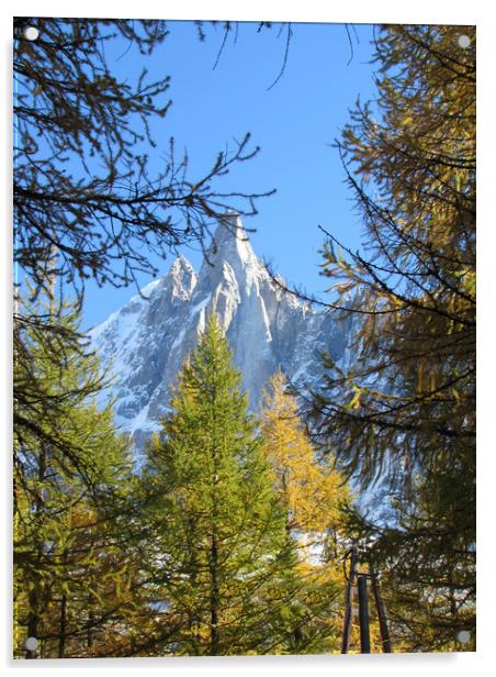   The Dru Chamonix French Alps                     Acrylic by alan todd