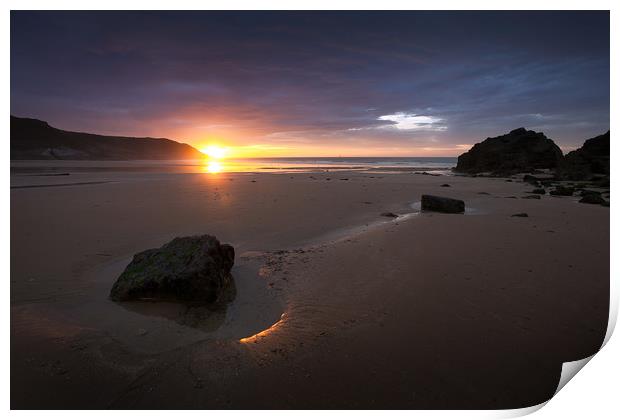 Caswell Bay sunrise Print by Leighton Collins