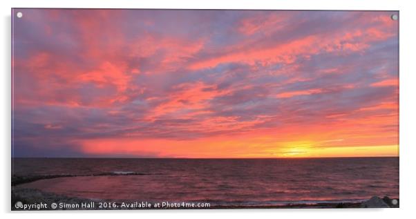 Walney Island Sunset Acrylic by Simon Hall
