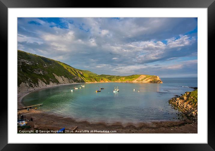 Last Light at Lovely Lulworth Cove Framed Mounted Print by George Hopkins