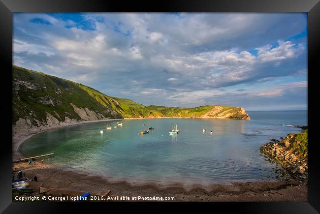 Last Light at Lovely Lulworth Cove Framed Print by George Hopkins