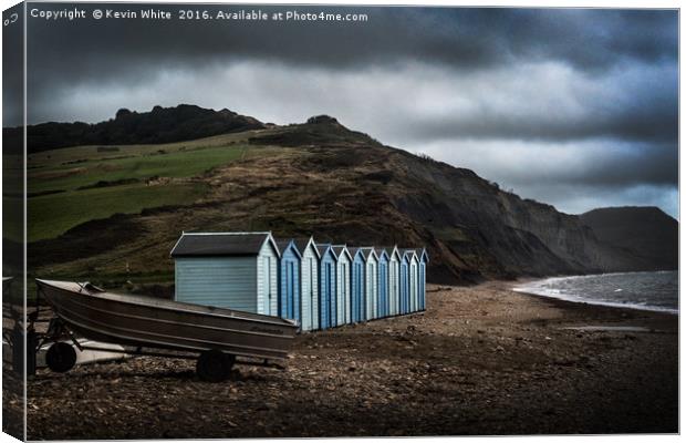 Charmouth cold stormy beach Canvas Print by Kevin White