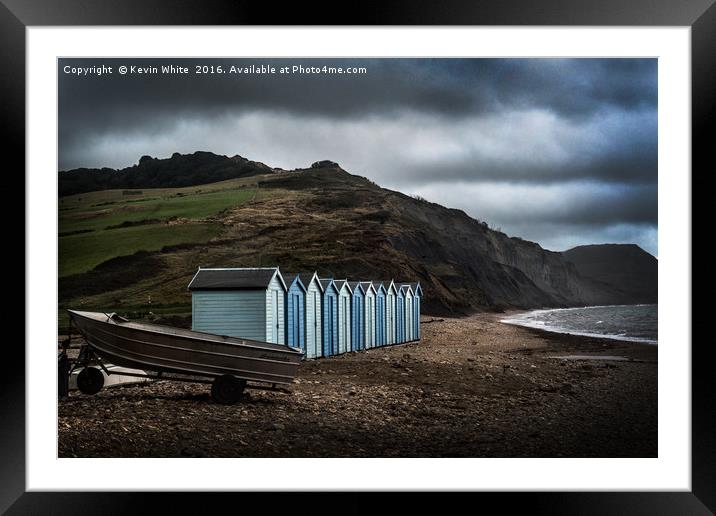 Charmouth cold stormy beach Framed Mounted Print by Kevin White
